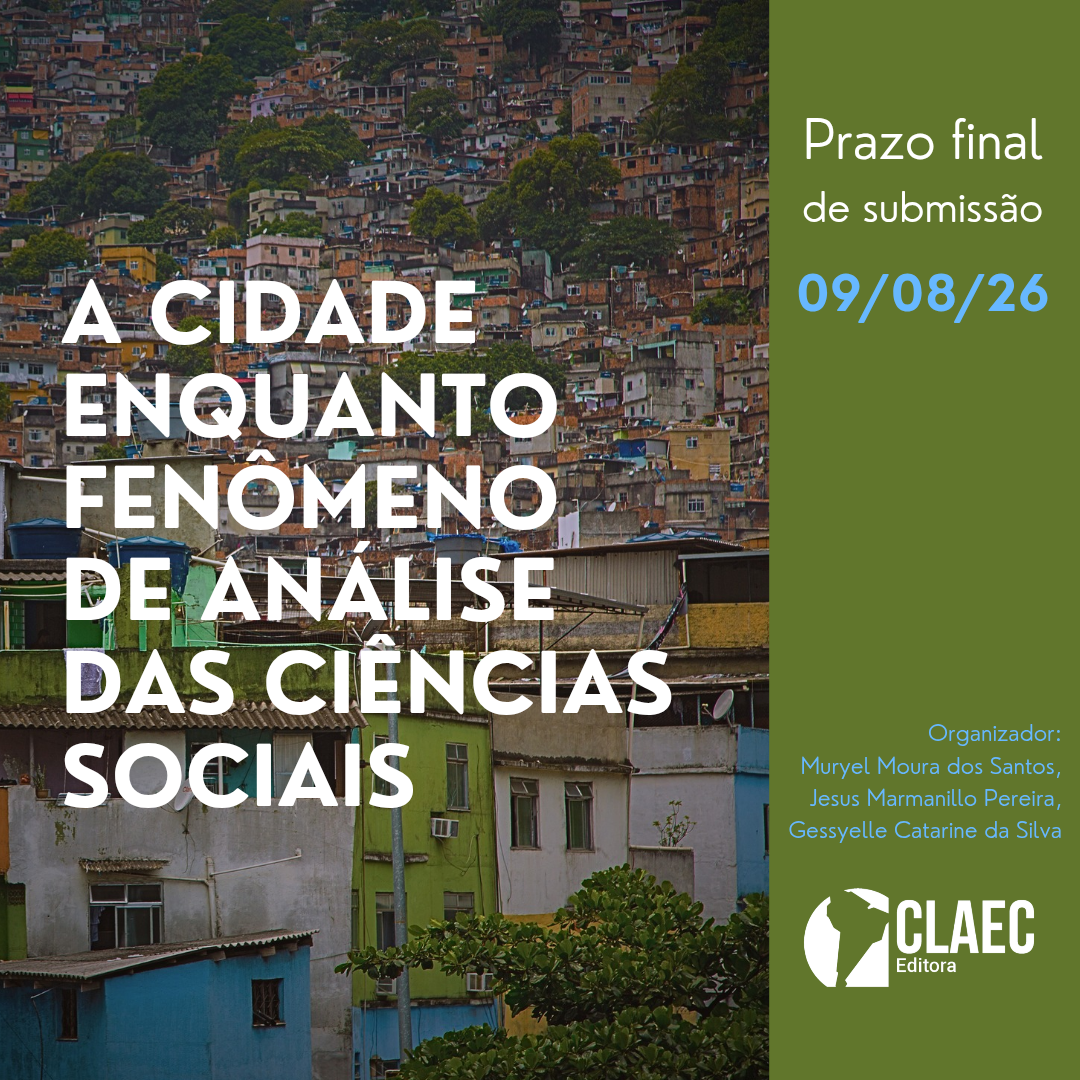 Card de divulgação do edital A cidade enquanto fenômeno de análise das Ciências Sociais, com prazo final de submissão em 09/08/2026.