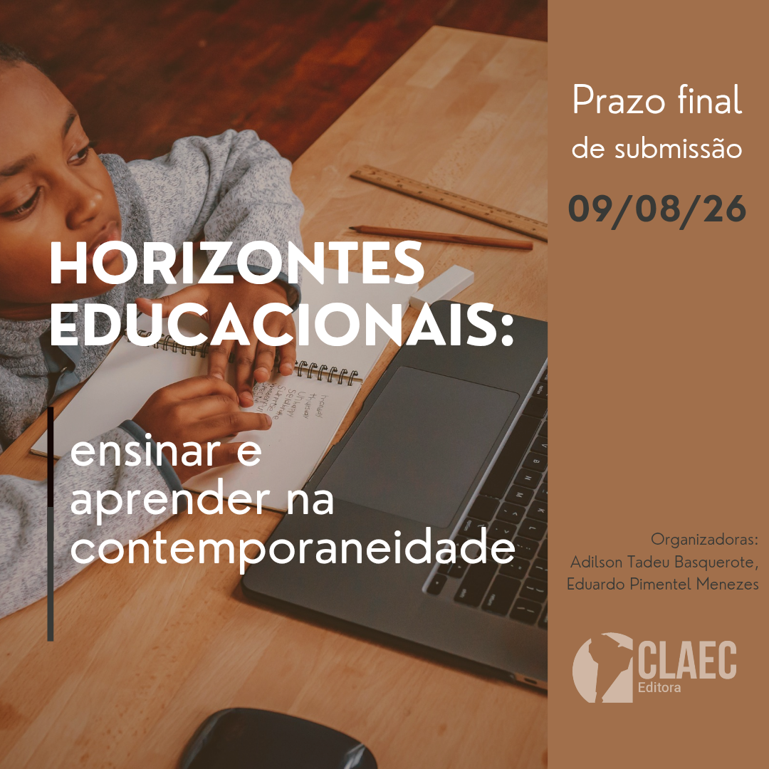 Card de divulgação do edital Horizontes Educacionais: ensinar e aprender na contemporaneidade, com prazo final de submissão em 09/08/2026.