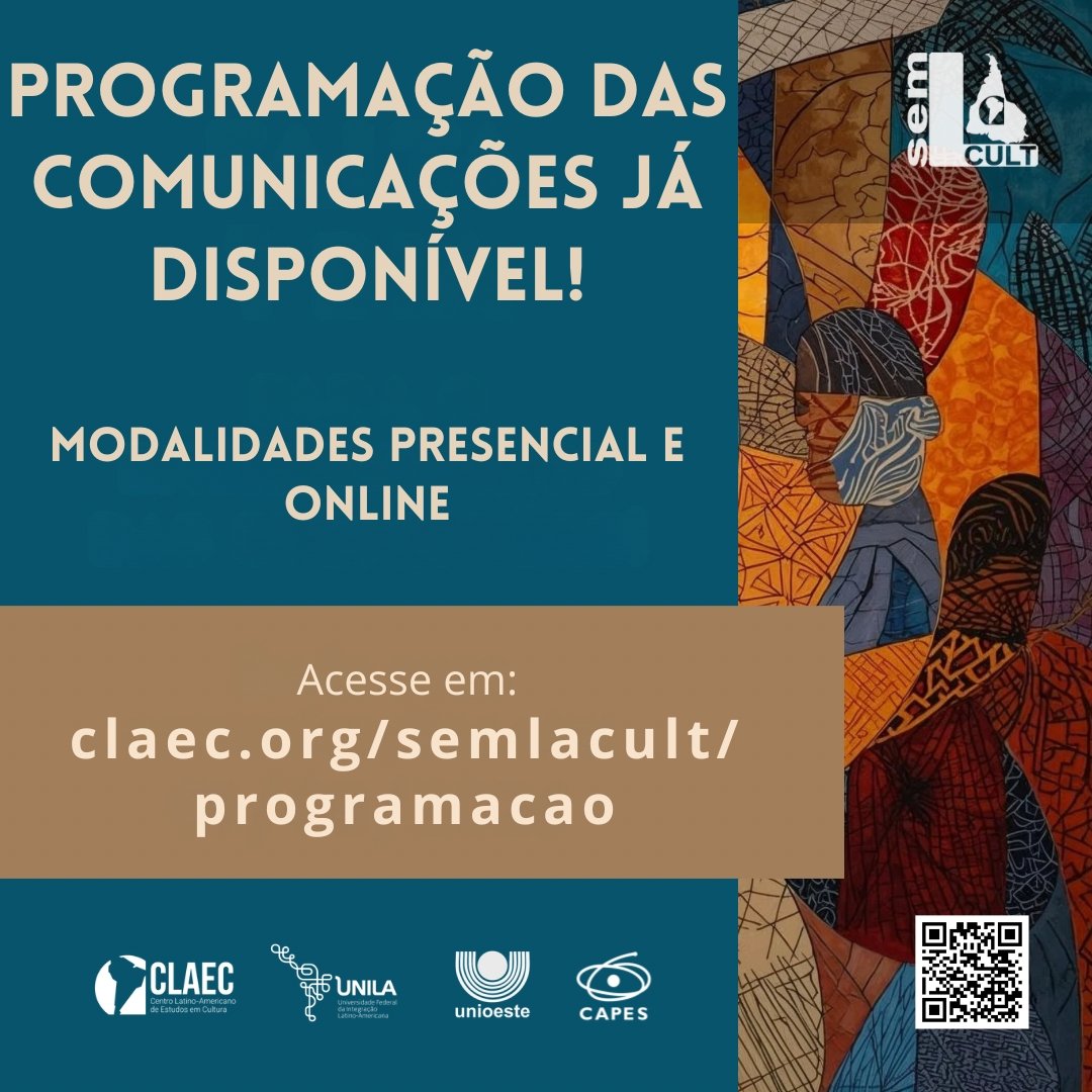 Programação completa das comunicações do SEMLACult 2026 disponível nas modalidades presencial e online