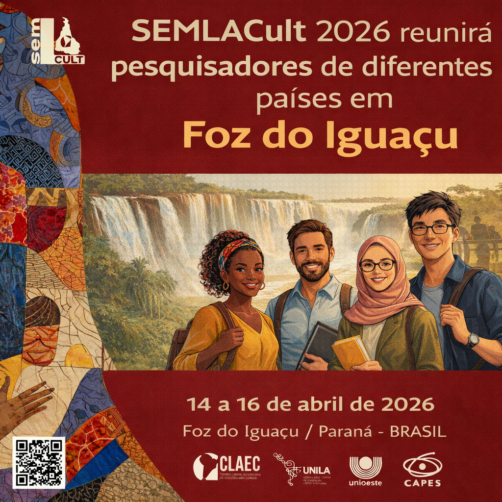 SEMLACult 2026 reunirá pesquisadores de diferentes países em Foz do Iguaçu durante o V Seminário Latino-Americano de Estudos em Cultura.
